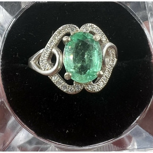 Natural Emerald Promise Ring Starling Silver Handmade Jewelry 7.25 size Custom - Picture 8 of 8